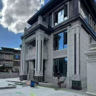 马鞍山 别墅干挂，芝麻白与芝麻黑完美配合