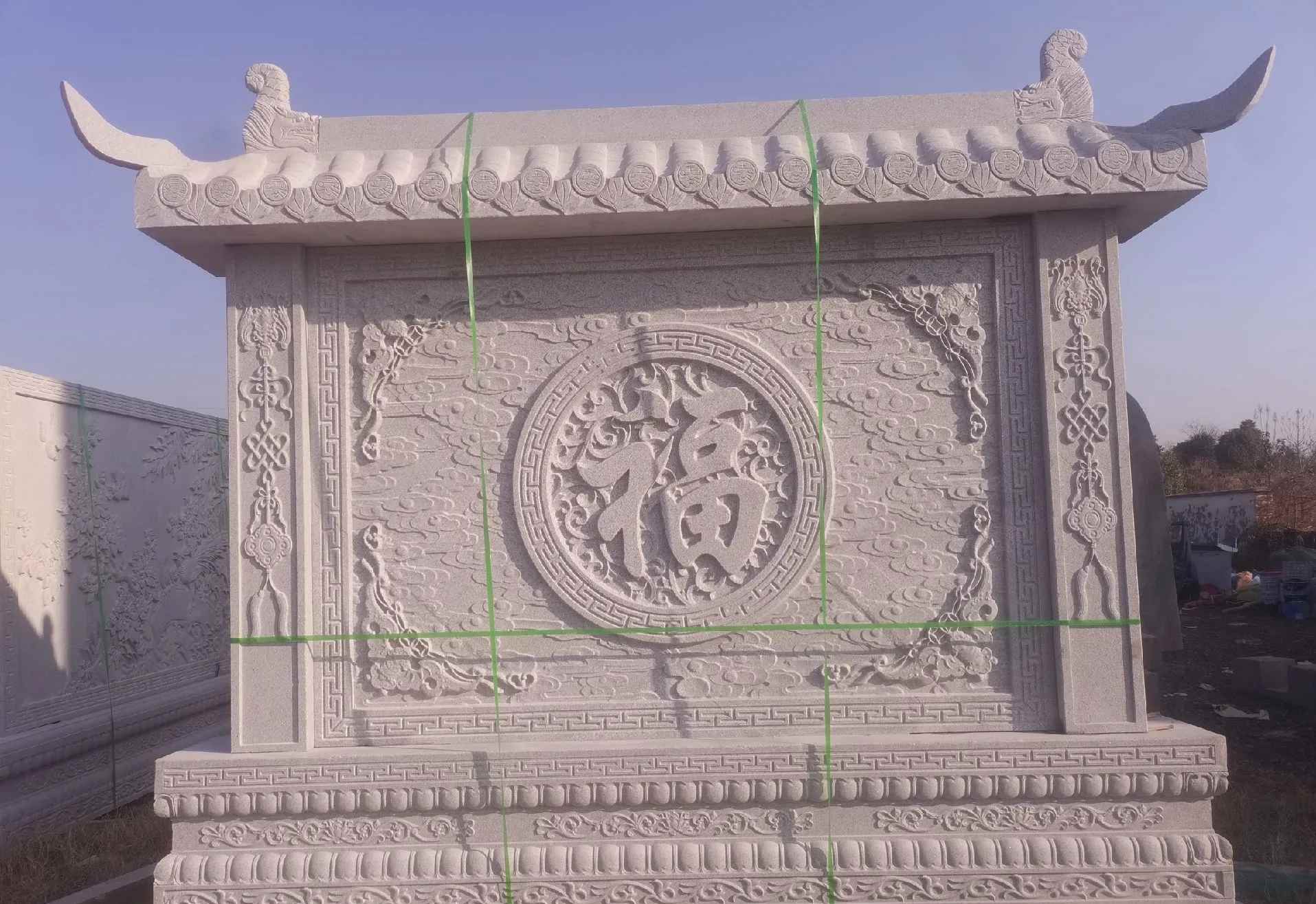 马鞍山 芝麻白花岗岩屏风，照壁，影壁